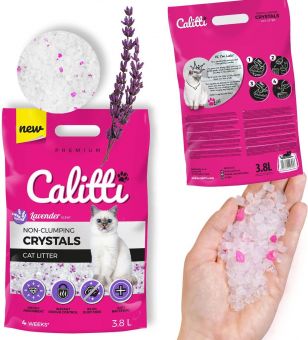 Calitti - Silikat Katzenstreu, Lavendelduft, nicht klumpend, 6x 3,8 L 