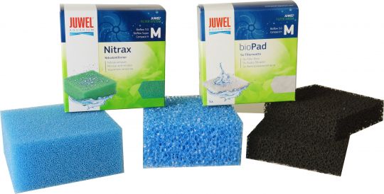 Juwel filter media set 6 pieces, M - Bioflow 3.0, filter sponge coarse and fine, carbon sponge, Nitrax, Biopad 
